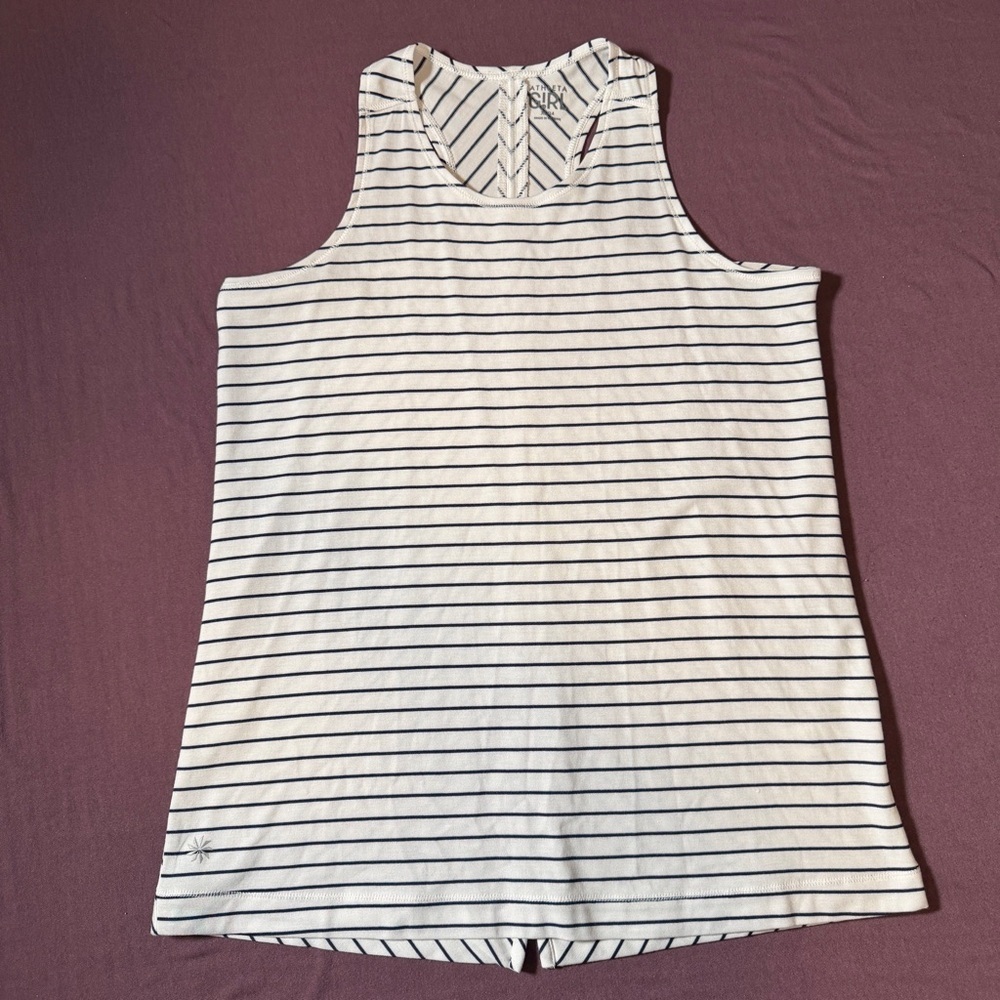 Athleta Girl Split Back Tank Top Shirt in Navy/White - Girls Size XL/14
